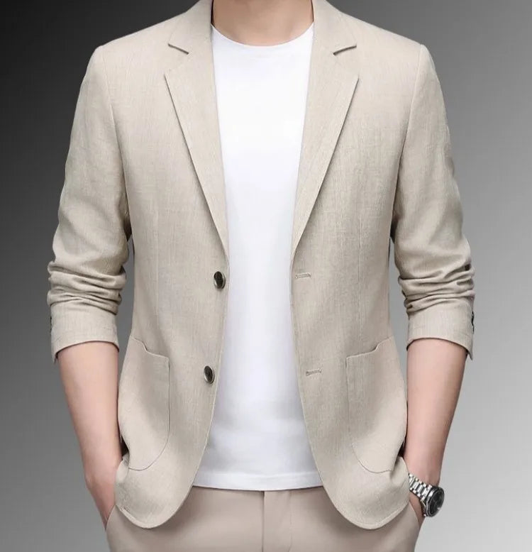 Men's Premium Linen Blend Casual Blazer, Summer Breathable UV Protection Jacket