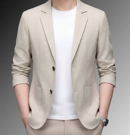 Men's Premium Linen Blend Casual Blazer, Summer Breathable UV Protection Jacket