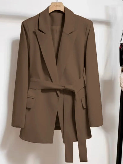 Women's Long Sleeved Lace-Up Blazer Loose Casual Top Korean Fashion Office Blazer Spring Autumn New