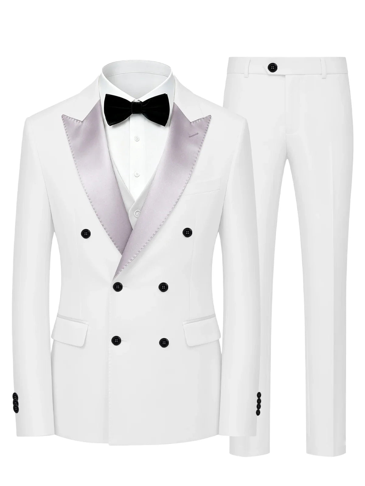 Men's Double Breasted 3 Piece Suit – Slim Fit Tuxedo Set for Weddings & Formal Events