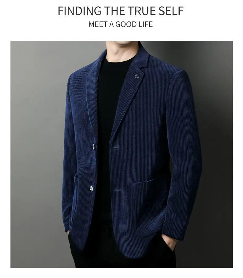 Men's High-Quality Corduroy Coat Autumn Winter Thick Velvet Casual Suit Jacket Handsome Ruffian Business Top Trend