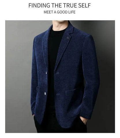 Men's High-Quality Corduroy Coat Autumn Winter Thick Velvet Casual Suit Jacket Handsome Ruffian Business Top Trend