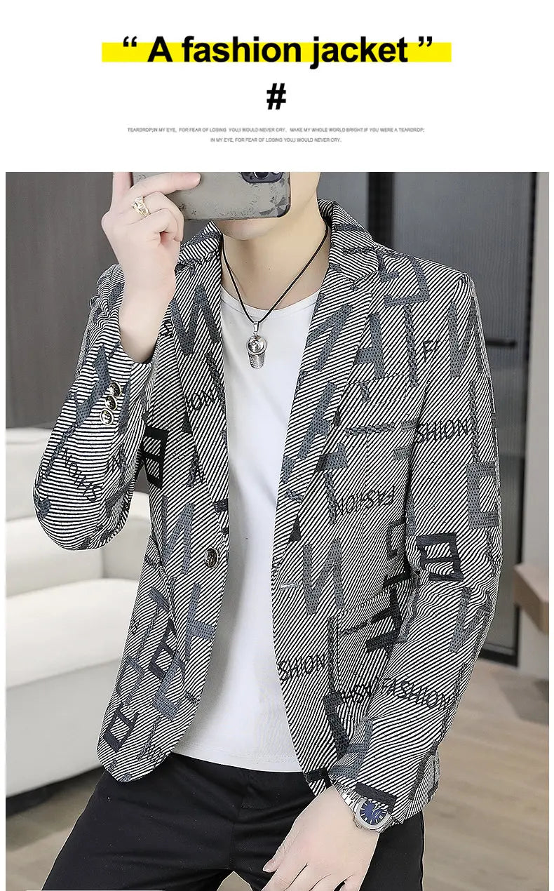 Blazer Men's Fashion Outdoor Travel Gentleman Wedding Slimming Business Versatile Trendy Casual Korean-style Formal Wear Blazer