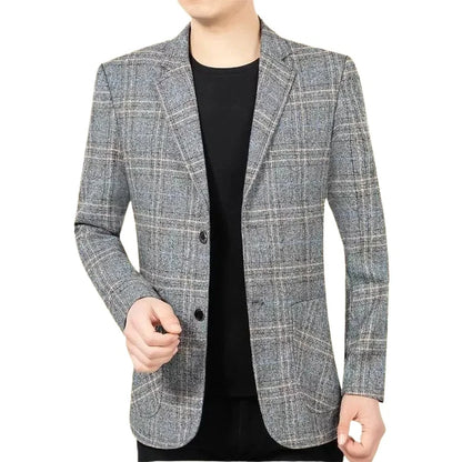2026 Blazer Men's Fashionable Business Banquet Dance Singer Plaid Fitted Casual Trendy Wedding Banquet Dress Performance Blazer