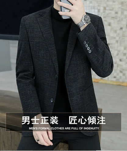 M-8XL Blazer Men's Business Gentleman Korean Wedding Fashion Trend, Slim Fit, Versatile, High-end Casual, Woolen Blazer