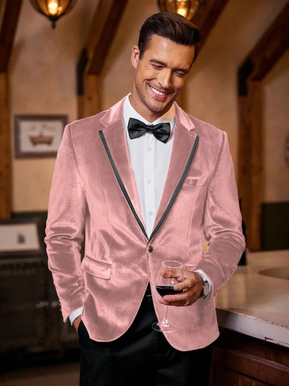 New Velvet Suit Set 2 Pieces For Men Chic Double Breasted Man Suits Business Office Wear Elegant Peak Lapel Party Tuxedo XS-6XL