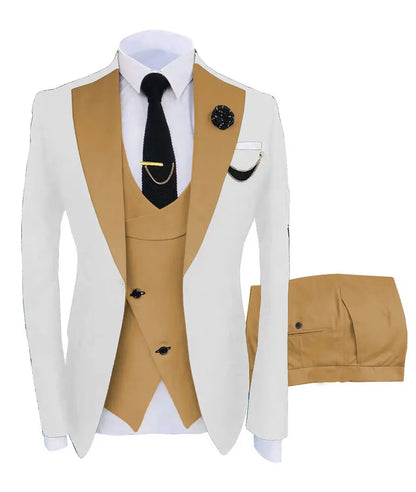 Men Coat Business Formal Slim Fit Suit Costumes Pour Homme Set Party Vest Pants Wedding 3pcs Blazer Verde Hombre Terno Masculino