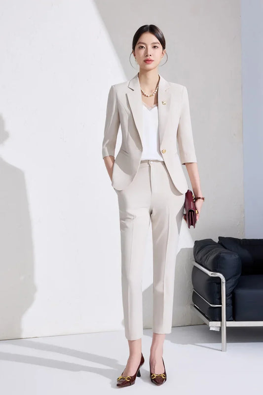 Boutique Two-Piece Business Women's Suit Fashionable Soft And Stylish Pants And Suit Jacket Set