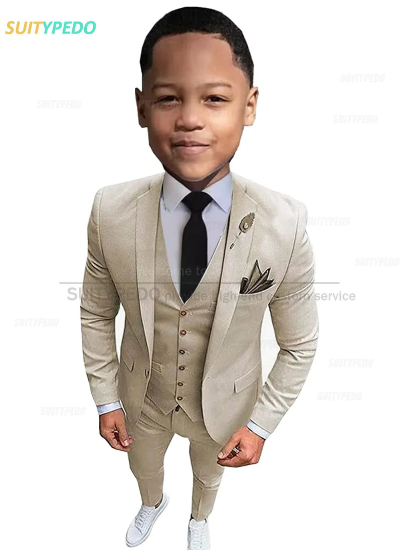 New Fashion Boys Suits Children Birthday Formal Outfit Blazer Vest Pants 3 Pieces School Activity Chorus Performance Costume