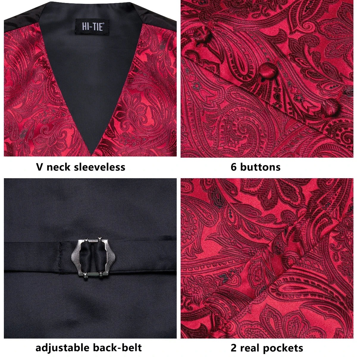 Men's Paisley Waistcoat Set – Single Breasted Vest with Matching Tie for Weddings and Formal Events
