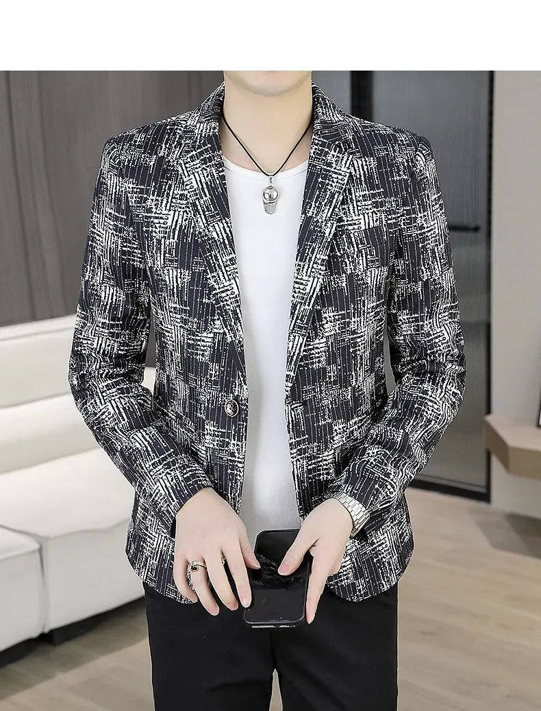 Blazer Men's Fashion Outdoor Travel Gentleman Wedding Slimming Business Versatile Trendy Casual Korean-style Formal Wear Blazer