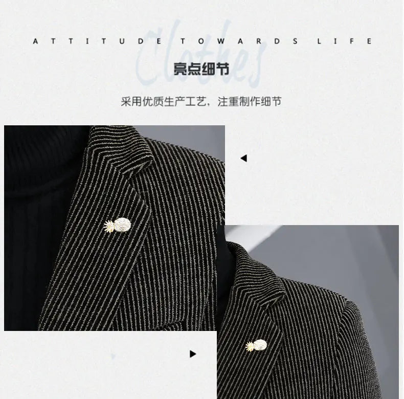 Blazer Autumn and Winter Men Fashionable Outdoor Wedding Slimming Business Casual Korean Version Golden Mink Velvet Girl Blazer