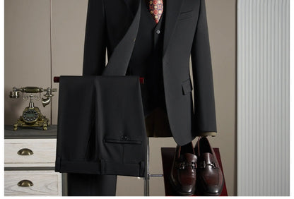 High-quality, fashionable, stylish, versatile and trendy business casual one-button suit set, three-piece set, groom's dress sui