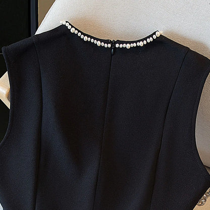 、2026 Summer New Top Women's Commuting Simple Solid Slim Short Sleeveless Shirt Round Neck Shirt Women Black Zipper Blazer Vests