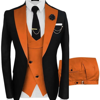 Ensemble de costume 3 pièces multicolore pour homme - Mariage, bal de promo, affaires - Coupe ajustée - Smoking de marié - Blazer style britannique