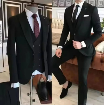 Men's 3-Piece Double Breasted Vest Suit for Wedding and Formal Occasions – Slim Fit