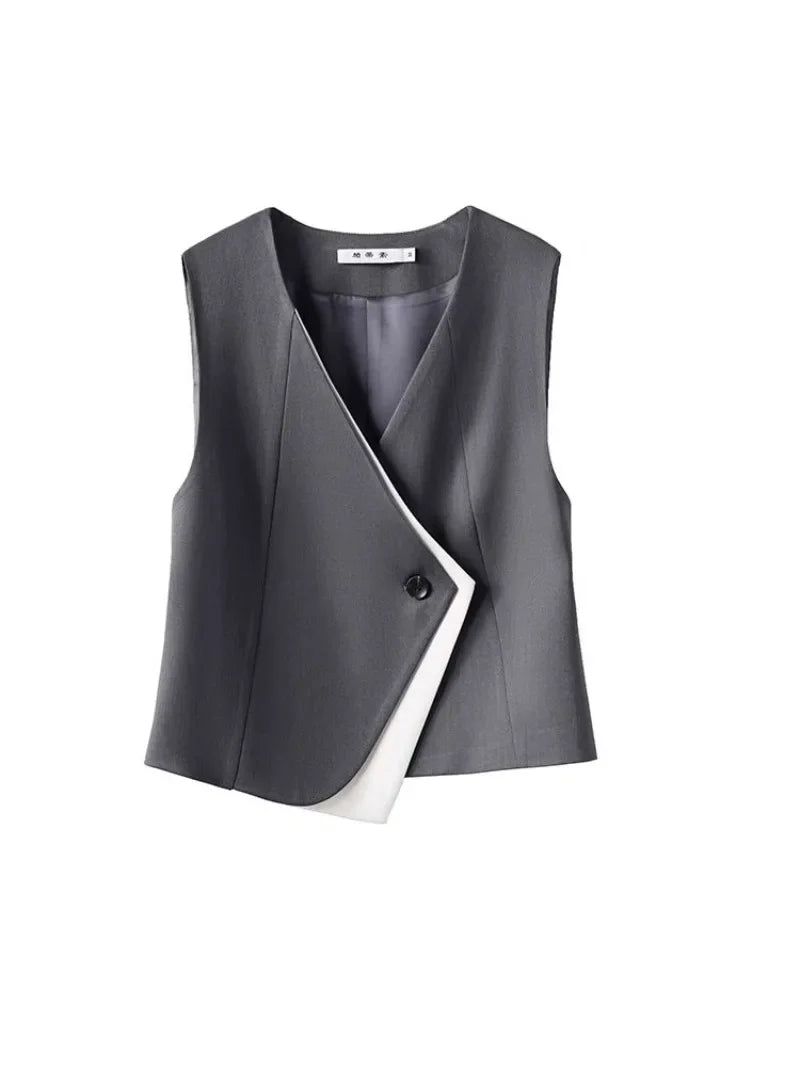 Old money style irregular suit vest women's vest 2025 spring and autumn new layered commuting professional capable shoulders
