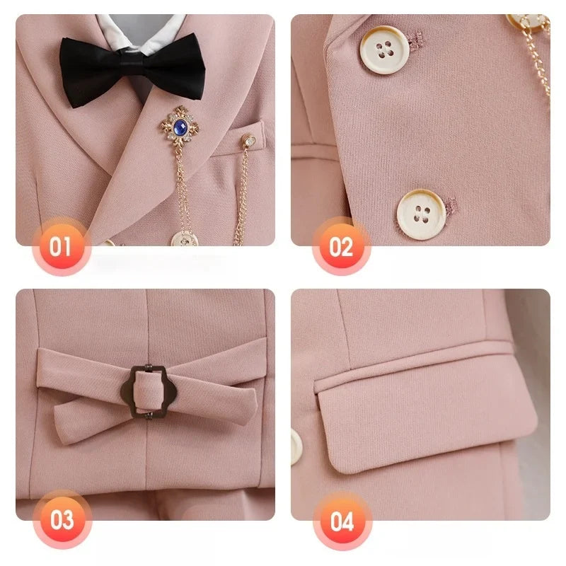 Kids Vest Pants Party Photograph Set Children Formal Wedding Suit Teenager Boys Birthday Tuxedo Party Dress Child Dance Costume
