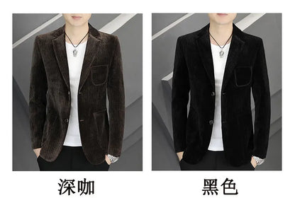 2026 Spring Autumn Corduroy Suit Jackets for Men Business Casual Blazers KoreanSlim Fit Social Office Wedding Suits Coats 4XL