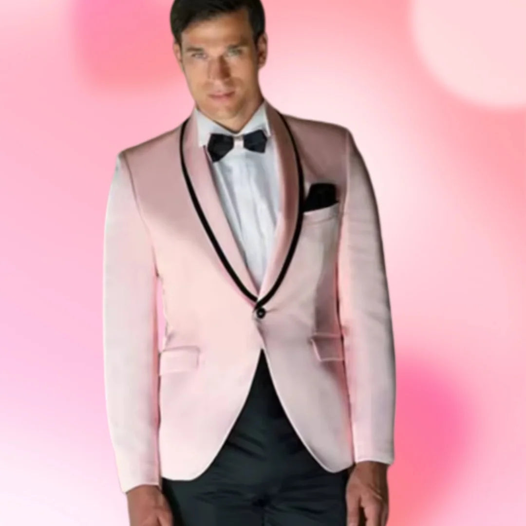 Blazer Formal Rosa Elegante Corte Delgado para Hombre, Chaqueta de Esmoquin Ideal para Boda, Gala, Baile y Fiestas Nocturnas