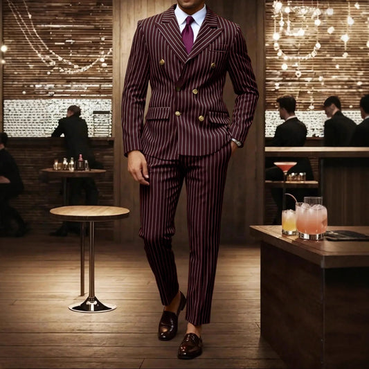 Men's Linen 3-Piece Slim Fit Suit – Peak Lapel Blazer, Vest & Trousers | Blue & Beige
