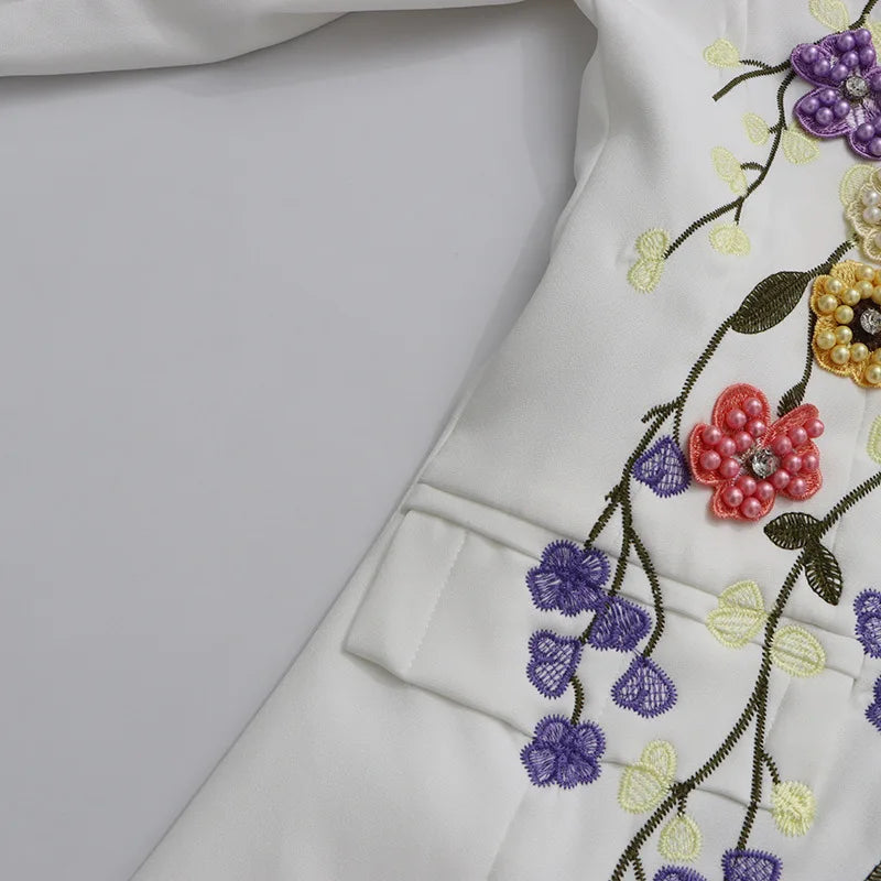 2026 Spring Autumn New Women Blazer High-End Embroidery Flower Beaded Studded Diamonds Luxury Elegant Chic Ins Coat HK17758