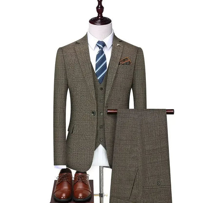 Men's Linen Suit Set Single Breasted Blazer and Pants for Business, Wedding, and Casual Wear