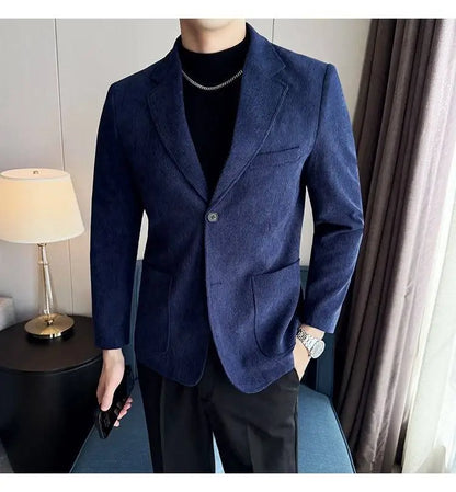 High-end Design, Fashionable, Cool and Trendy Business Casual Banquet New Corduroy Suit Banquet Fine Jacket