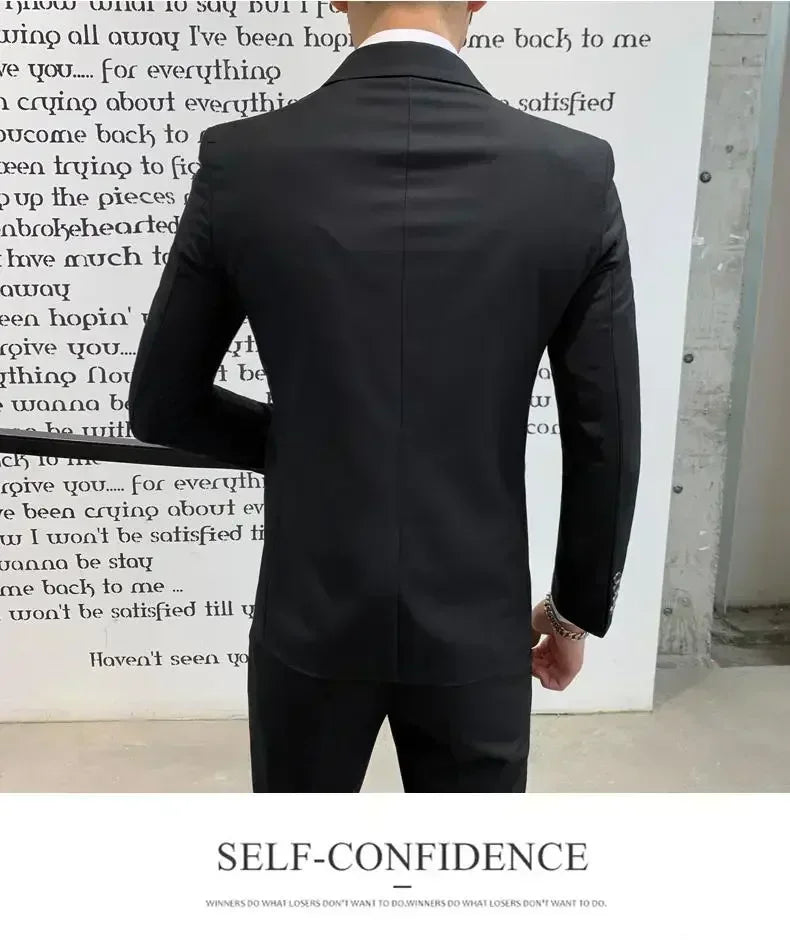 Costume blanc trois pièces pour homme, anti-plis, infroissable, anti-adhérence des poils, costume de travail formel d'affaires, vêtements de travail quatre saisons Dr