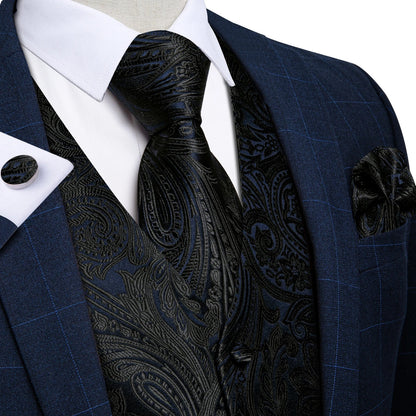 Men's Suit Vest and Tie Set – Single Breasted Waistcoat with Necktie and Pocket Square for Weddings and Business Events