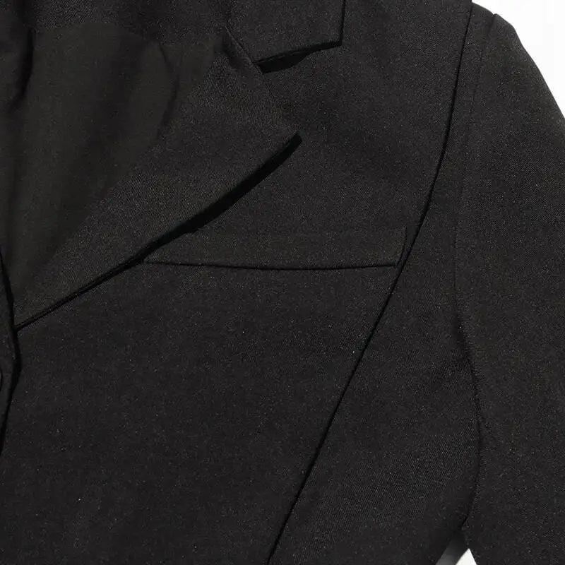 Women Blazer Asymmetric Single Breasted Waist Hollow Out Ruched Slim Fit Elegant Fashion High-end Dresses New Spring HK8685