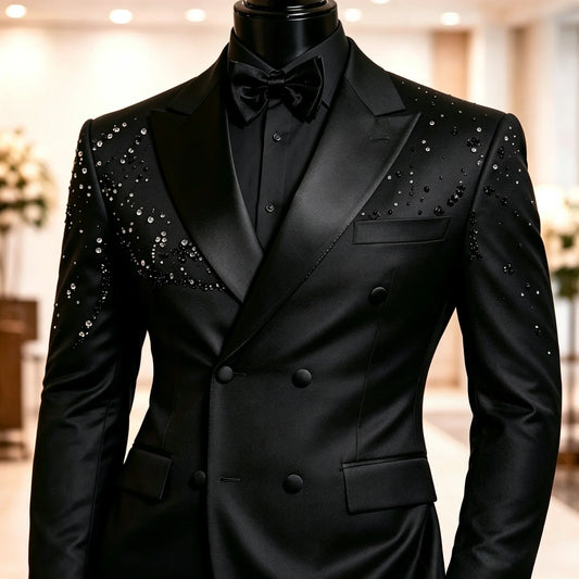 Mens Suit Rhinestone Decoration Exclusive Design Wedding Suit, Men's Suit, Party , Prom Men Tuxedo, Stone Embroidered Tuxedo