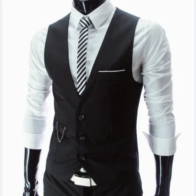 Slim Fit Men's Suit Vest Single Breasted for Business and Smart Casual – Black, Grey, Navy and Burgundy
