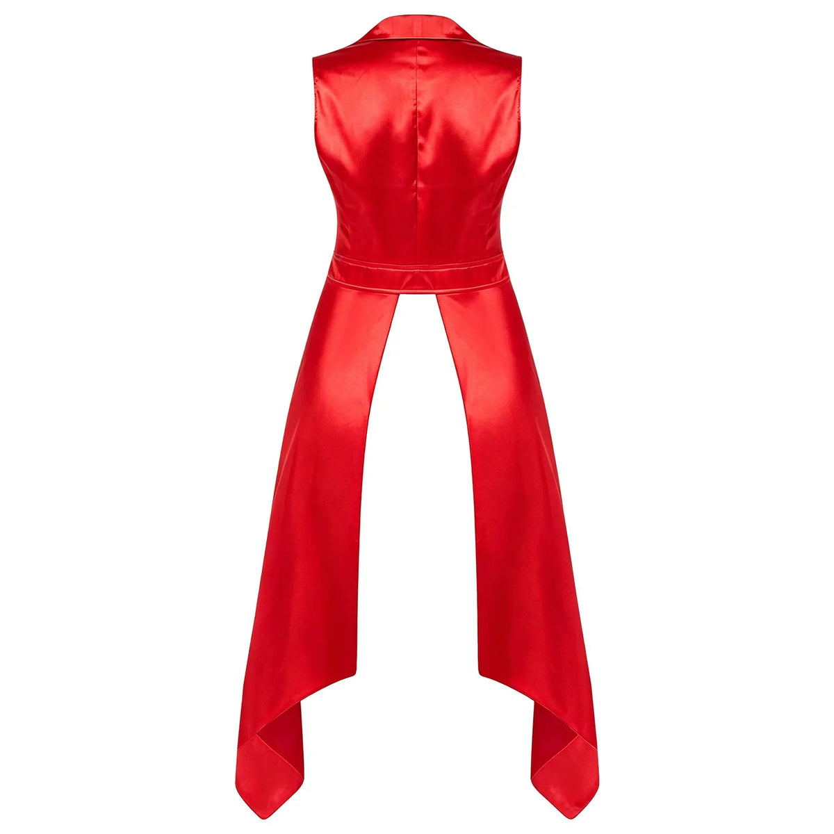Women Victorian Tuxedo Sleeveless Vests Renaissance Waistcoat Irregular Hem Vest Satin Tailcoat Top for Halloween Gothic Outfit
