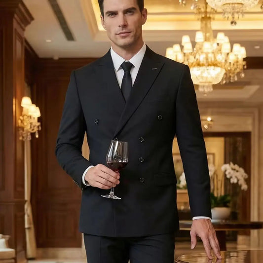 Man 2 piece outfit set Pointed collar high-quality slim jackets men's suit with peak lapel for wedding Summer beach