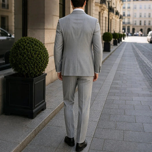 Men Suit Gray 3 Piece Solid Single Breasted For Wedding Groom Banquet Party Prom Business Work Office Set Jacket Vest With Pants