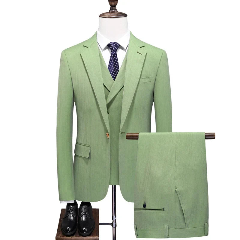 Men's Three-Piece Suit – Double Breasted Slim Fit Formal Suit for Men in Multiple Colors