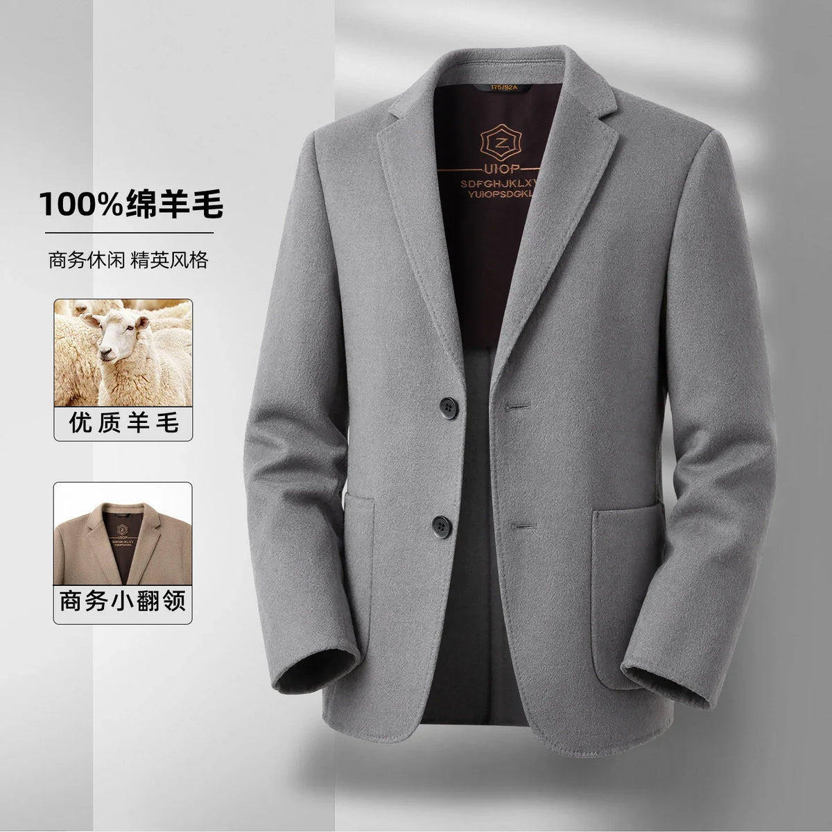 Men's Full Wool Double-Sided Tweed Casual Blazer Five Colors Single-Lining Autumn Winter Well-Structured Casual Business Suit Ja