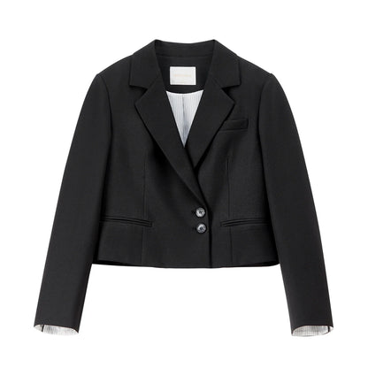Women's Linen Commuter Blazer 2026 Spring Autumn New Cropped Jacket Minimalist Elegant Outerwear for Ladeis 161XC6215