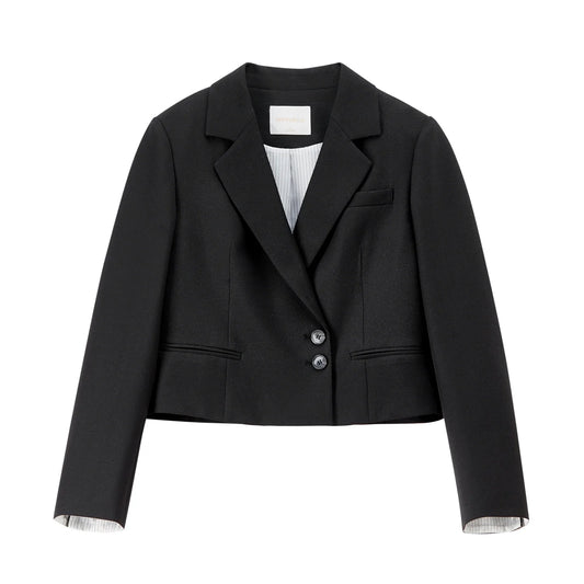 Women's Linen Commuter Blazer 2026 Spring Autumn New Cropped Jacket Minimalist Elegant Outerwear for Ladeis 161XC6215