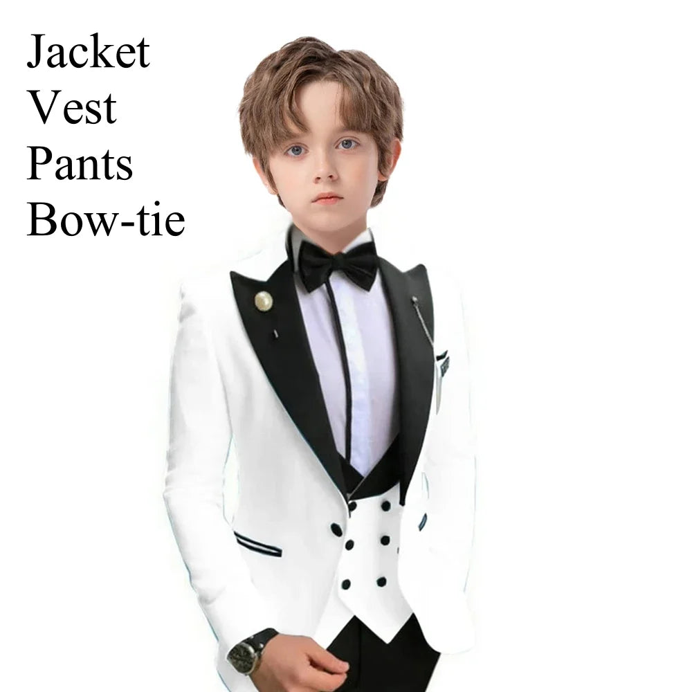 Boys 3-Piece Slim Fit Suit Set for Kids Wedding Prom and Formal Occasions