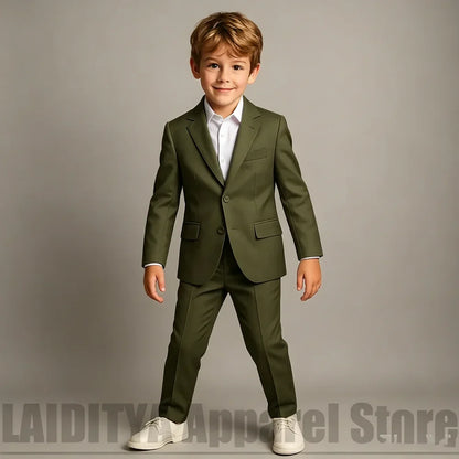 Chic Boys Slim Fit 2 Piece Suit Blazer Pants Fashion Outfit Wedding Party Photoshoot Daily Formal Kids Clothing Set 2026