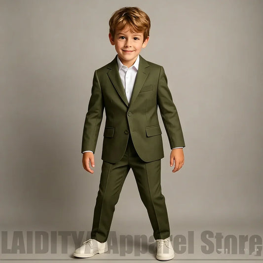 Chic Boys Slim Fit 2 Piece Suit Blazer Pants Fashion Outfit Wedding Party Photoshoot Daily Formal Kids Clothing Set 2026