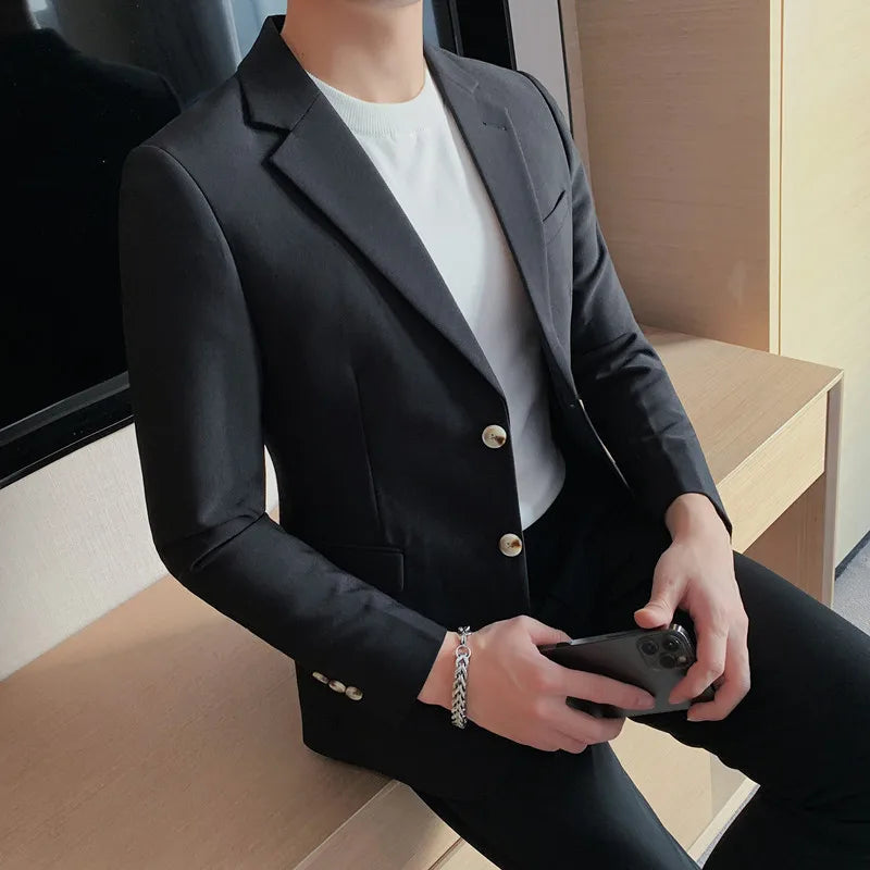 Men's high-quality brand suit Blazer business casual plain color suit jacket single-breasted elegant suit S-4XL2023 fall new