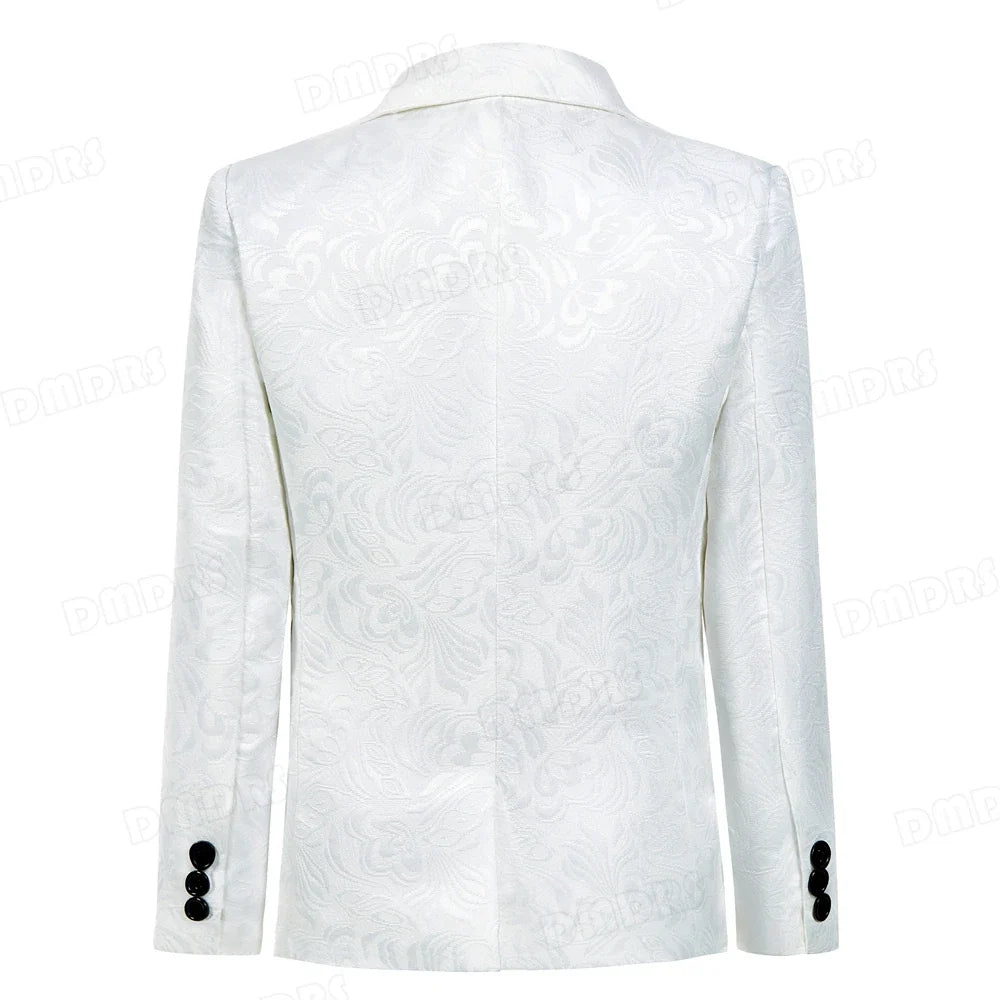Boys Suit Set 4 Piece Kids Formal Tuxedo Paisley Blazer Vest Pants for Wedding