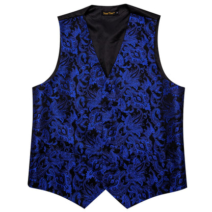 Men's Paisley Suit Vest Tie Set – Royal Blue, Red, Brown & Orange | Wedding & Business Waistcoat