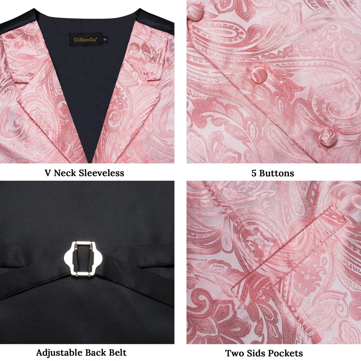 Men's Paisley Suit Vest & Tie Set – Formal Waistcoat with Necktie Pocket Square, Perfect for Weddings and Business Events