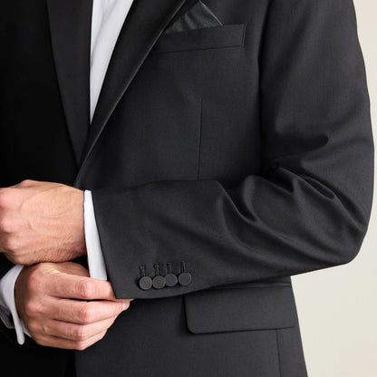 Men Suit Black 2 Pcs Single Breasted With Bright Lapel For Wedding Groom Birthday Banquet Party Prom Business Work Jacket Pants
