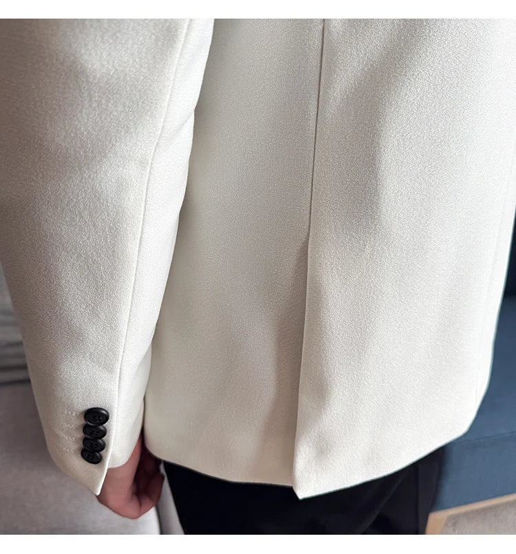 High-end Shiny Business Casual Suit Jacket Men British Style Slim Fit Office Work Men Blazers Wedding Groom Dress Coats 2025