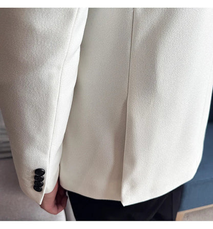 High-end Shiny Business Casual Suit Jacket Men British Style Slim Fit Office Work Men Blazers Wedding Groom Dress Coats 2025